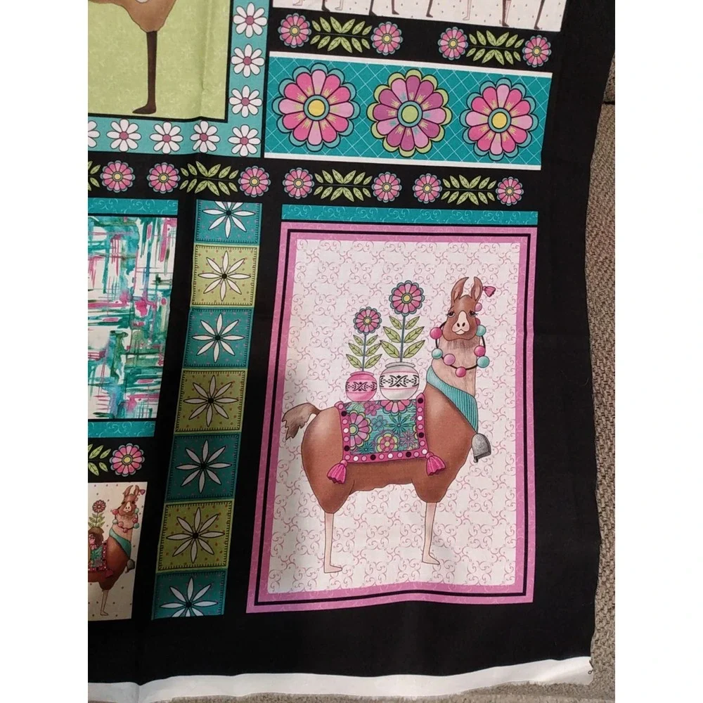 Fiesta Boho - Llama Fabric Panel Bright colors Cut n' sew Desiree's Designs